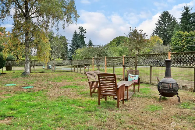 a view of a bench in the garden