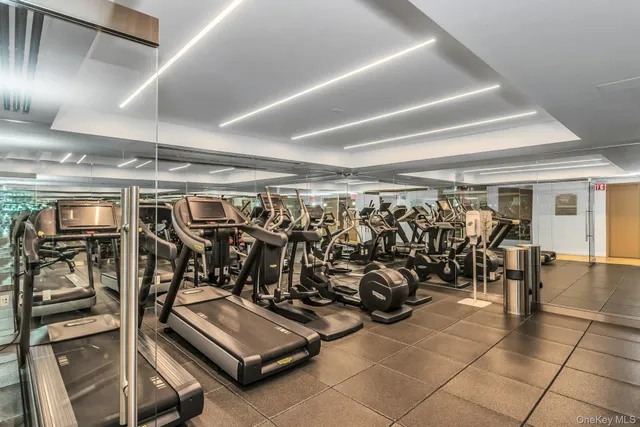 a view of a room with gym equipment