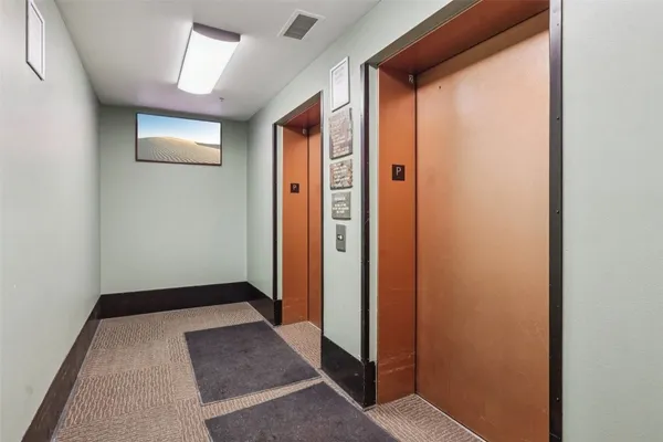 an entryway with a workspace