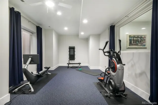 a view of a room with gym equipment