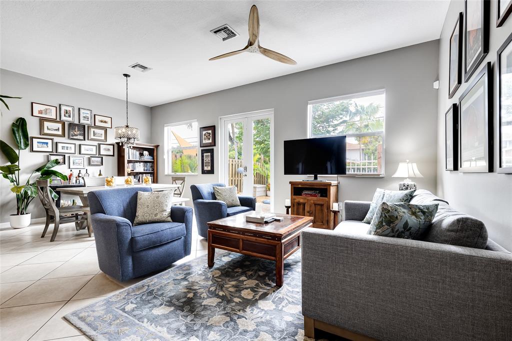 1224 Northeast 18th Avenue, Unit 1 Fort Lauderdale, FL 33304 - Photo 6 of 34 a living room with furniture and a flat screen tv