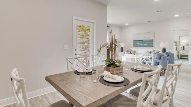 a table and chairs in a room