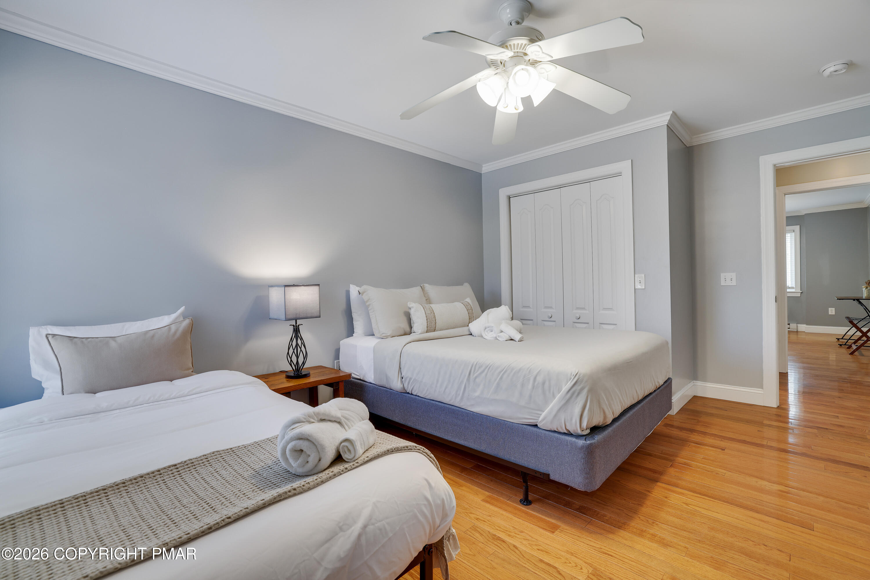 659 Behrens Road Jim Thorpe, PA 18229 - Photo 32 of 57 a bedroom with a bed and a ceiling fan