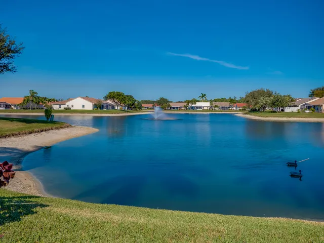 a view of a lake with outdoor space