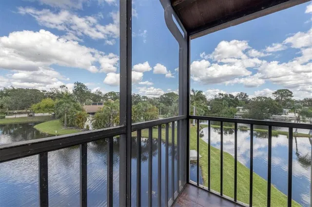a view of a balcony with lake view
