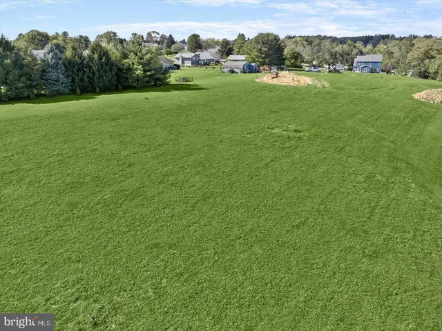 a view of a garden with houses