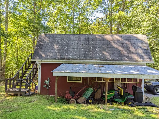 an outdoor space with garden view