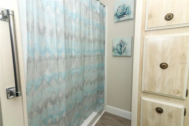 a bathroom with a shower