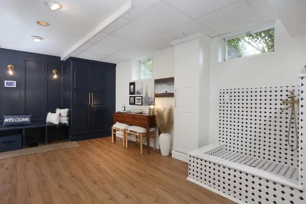 a living room with furniture