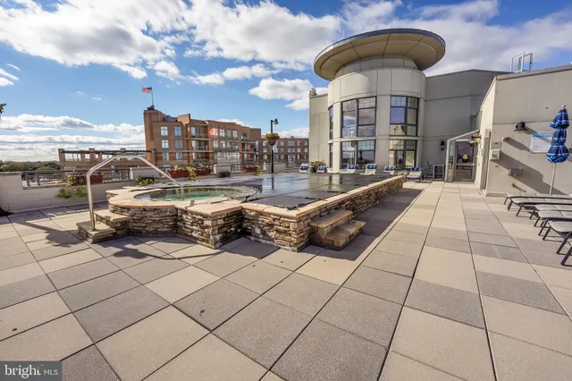 a view of a terrace with seating space