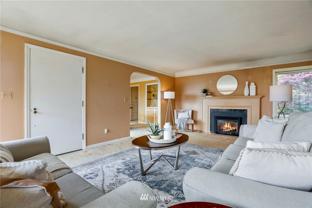 443 View Ridge Drive Everett, WA 98203 - Photo 12 of 35 a living room with furniture a fireplace and a large window