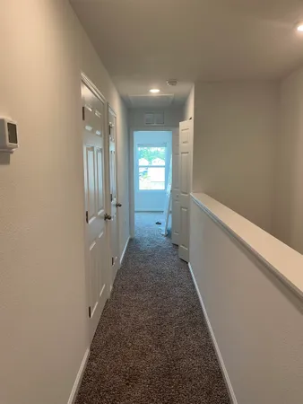 an empty room with a door