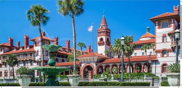 a view of path along with brick building