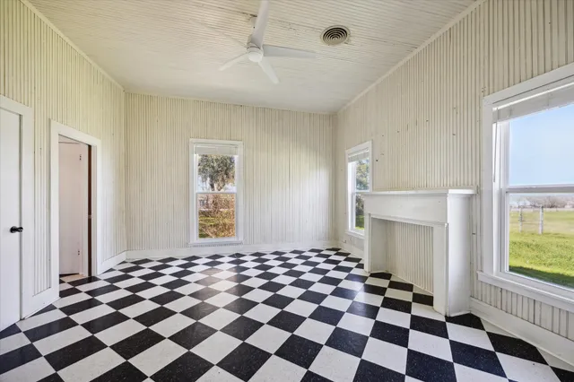 a black and white checkered floor