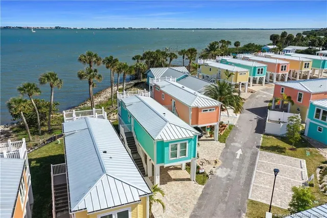 an aerial view of multiple house