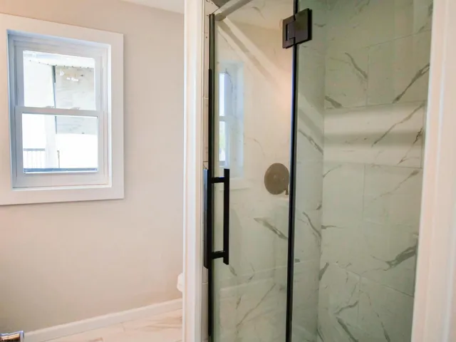 a bathroom with a shower
