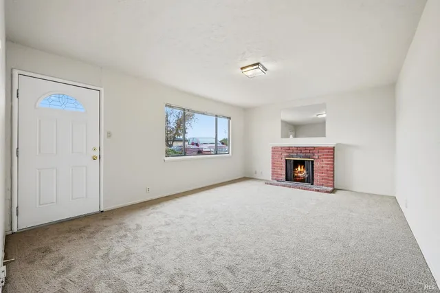 an empty room with windows