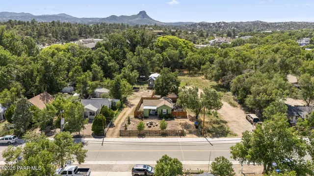 an aerial view of lake and residential houses