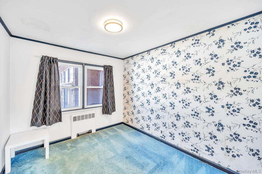 885 Downing Road Valley Stream, NY 11580 - Photo 27 of 36 Spare room featuring radiator heating unit, carpet flooring, and ornamental molding