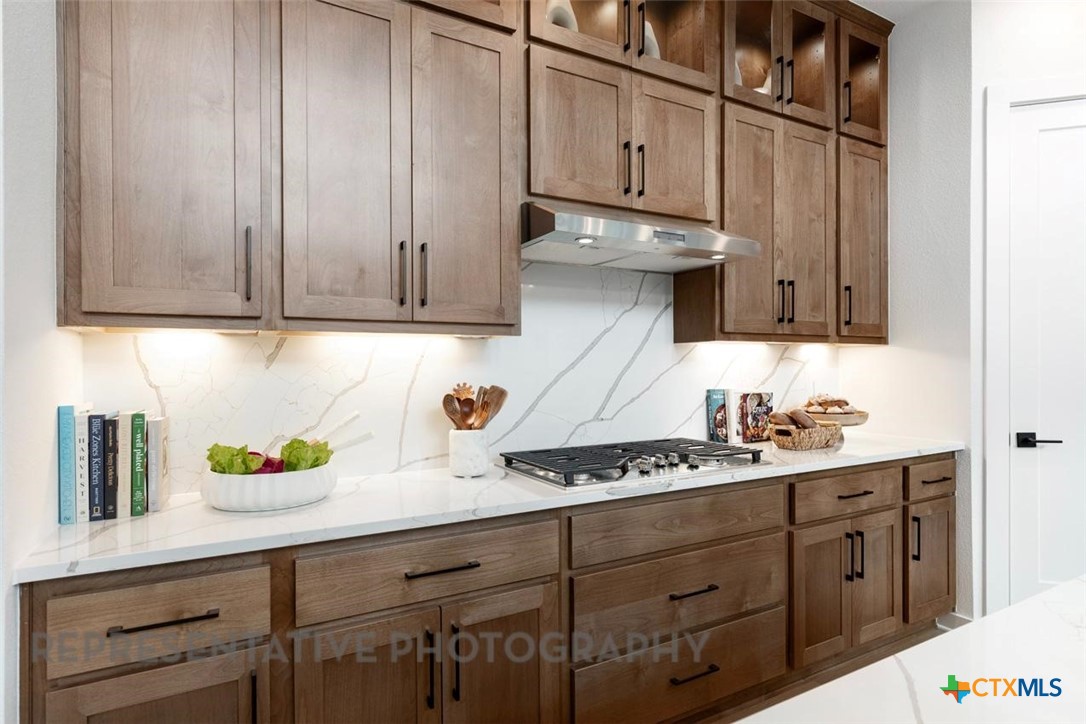 244 Basket Flower Loop Kyle, TX 78640 - Photo 4 of 34 a kitchen with stainless steel appliances granite countertop a sink a stove and cabinets