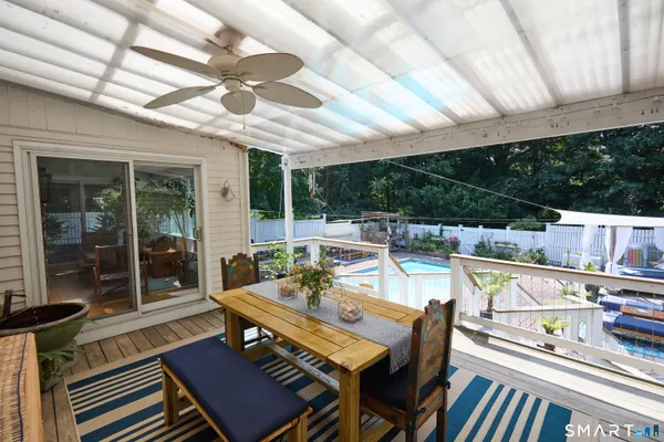 a outdoor living space with furniture