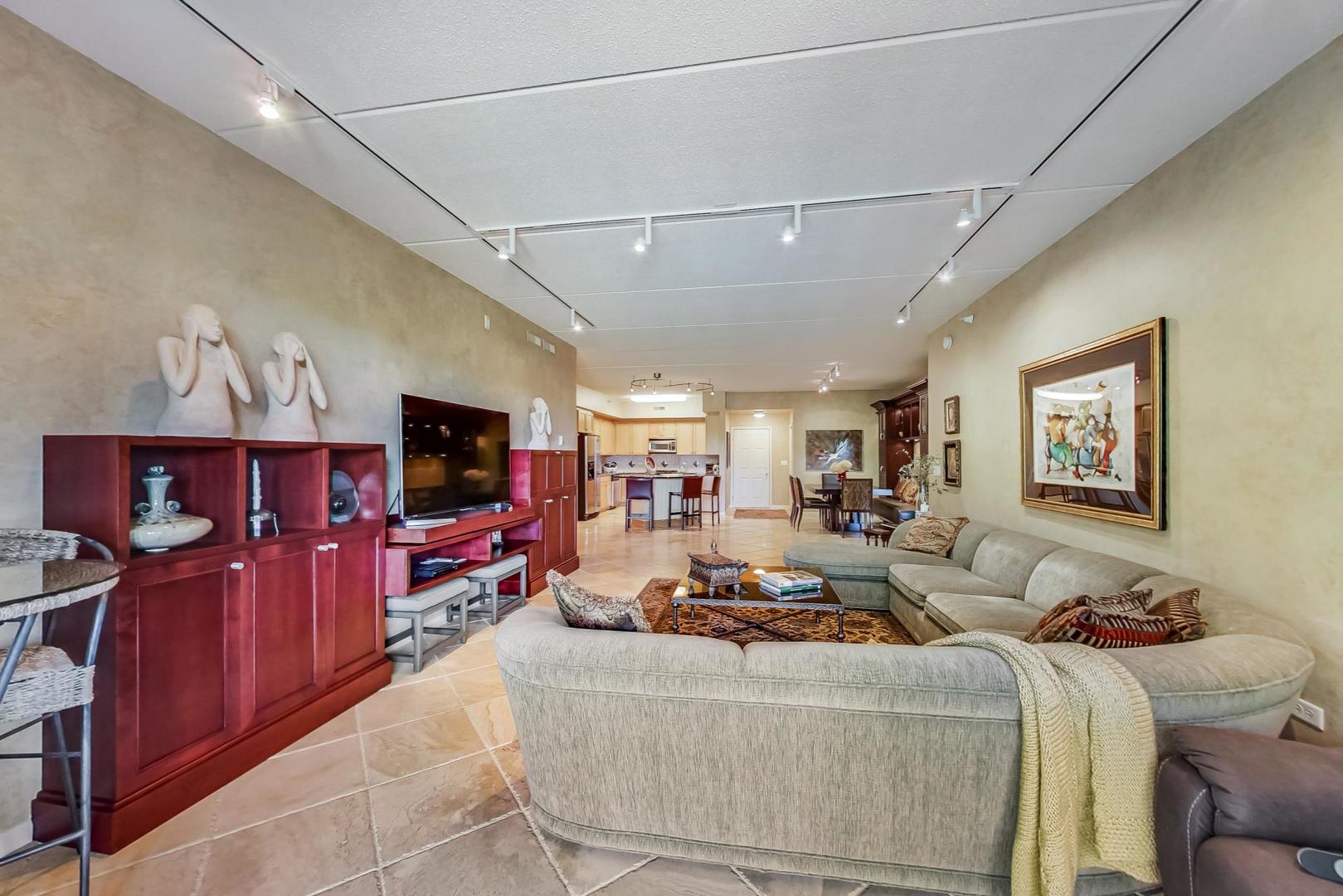 950 Augusta Way, Unit 204 Highland Park, IL 60035 - Photo 11 of 36 a living room with furniture and a flat screen tv