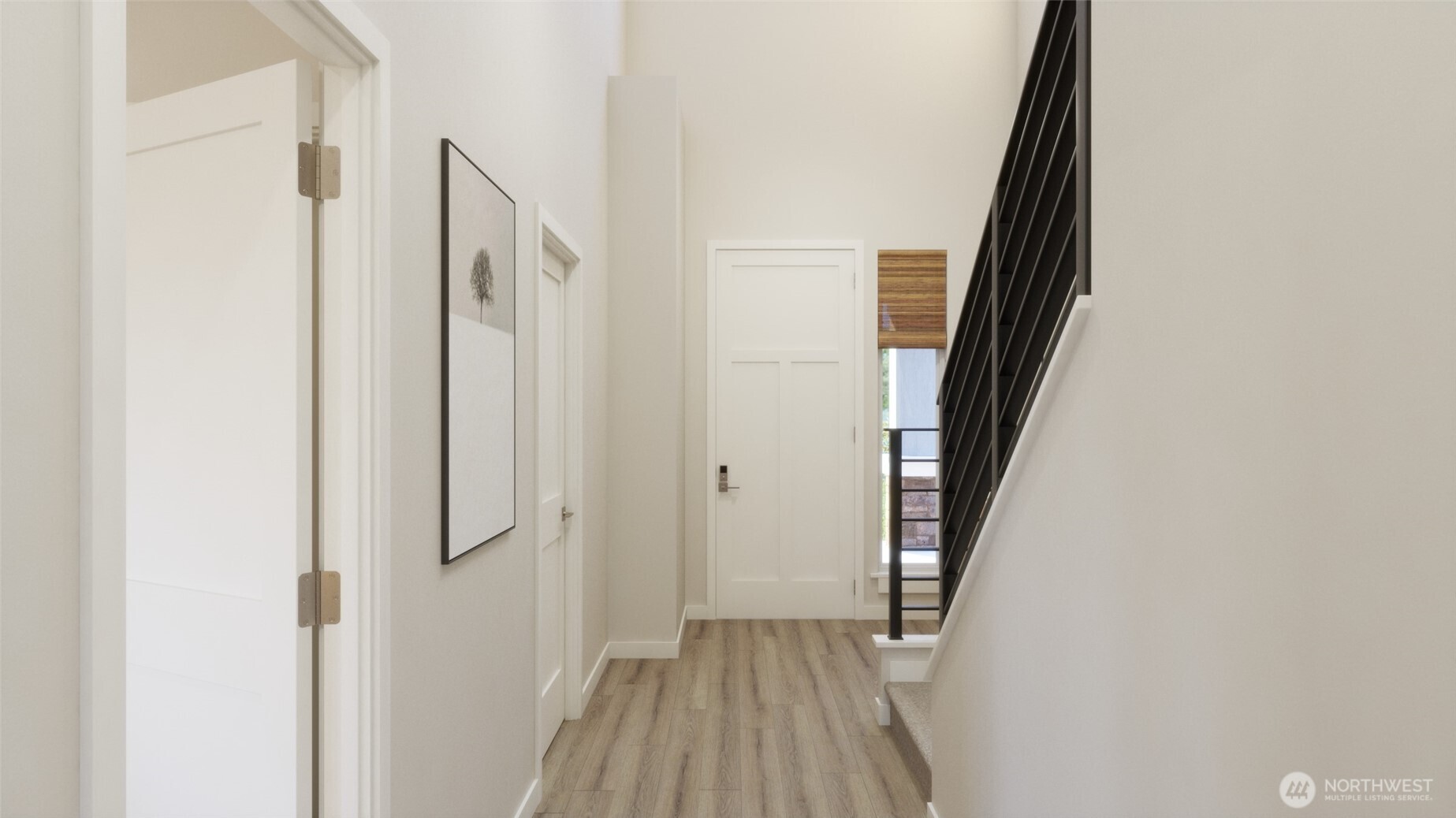 1892 Southwest 343rd Place Federal Way, WA 98023 - Photo 4 of 18 a view of a hallway with wooden floor and staircase