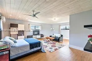 a bedroom with furniture and a wooden floor