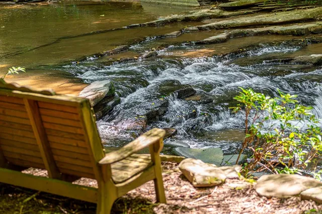 a view of balcony with wooden floor