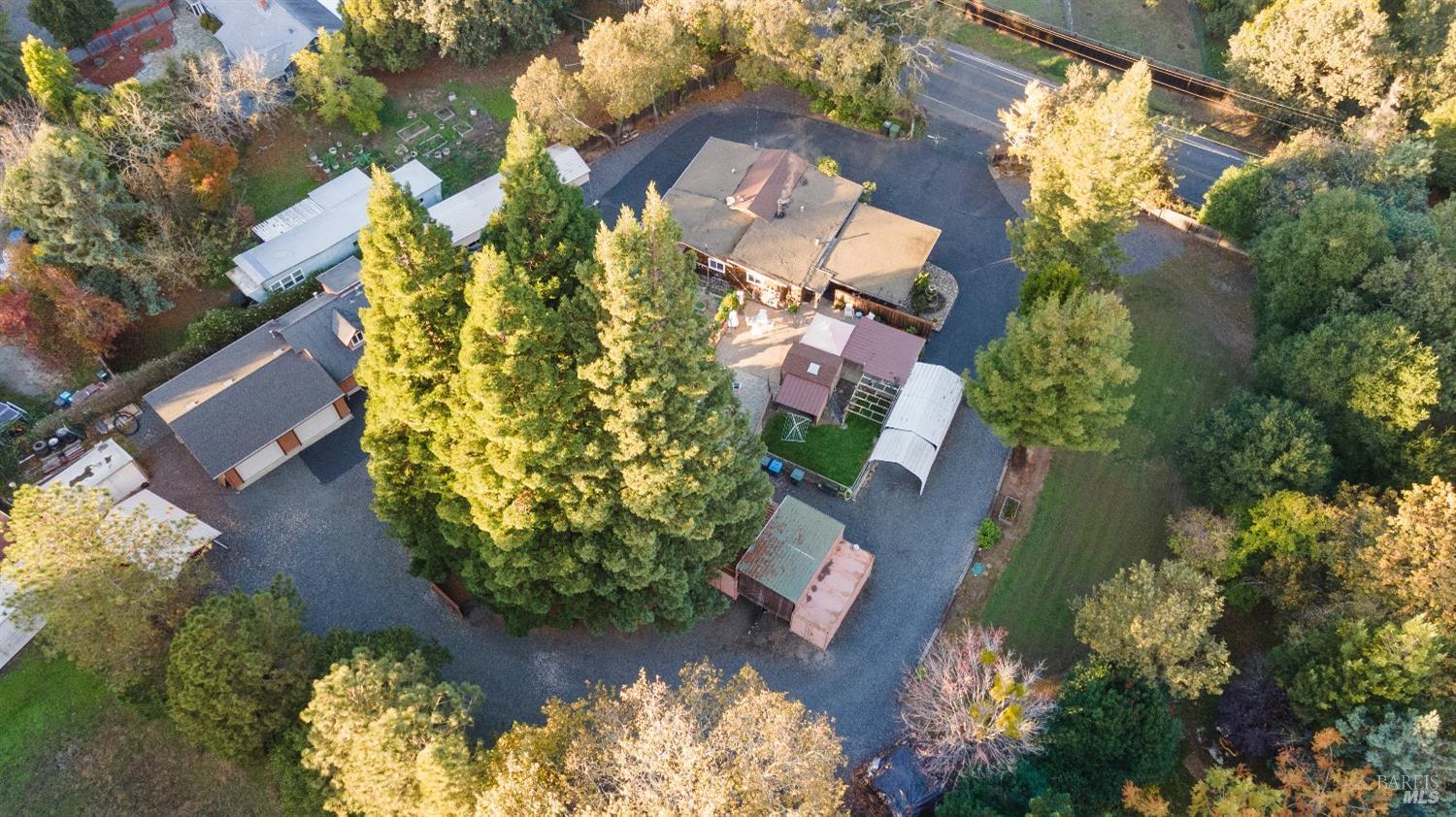 an aerial view of a house