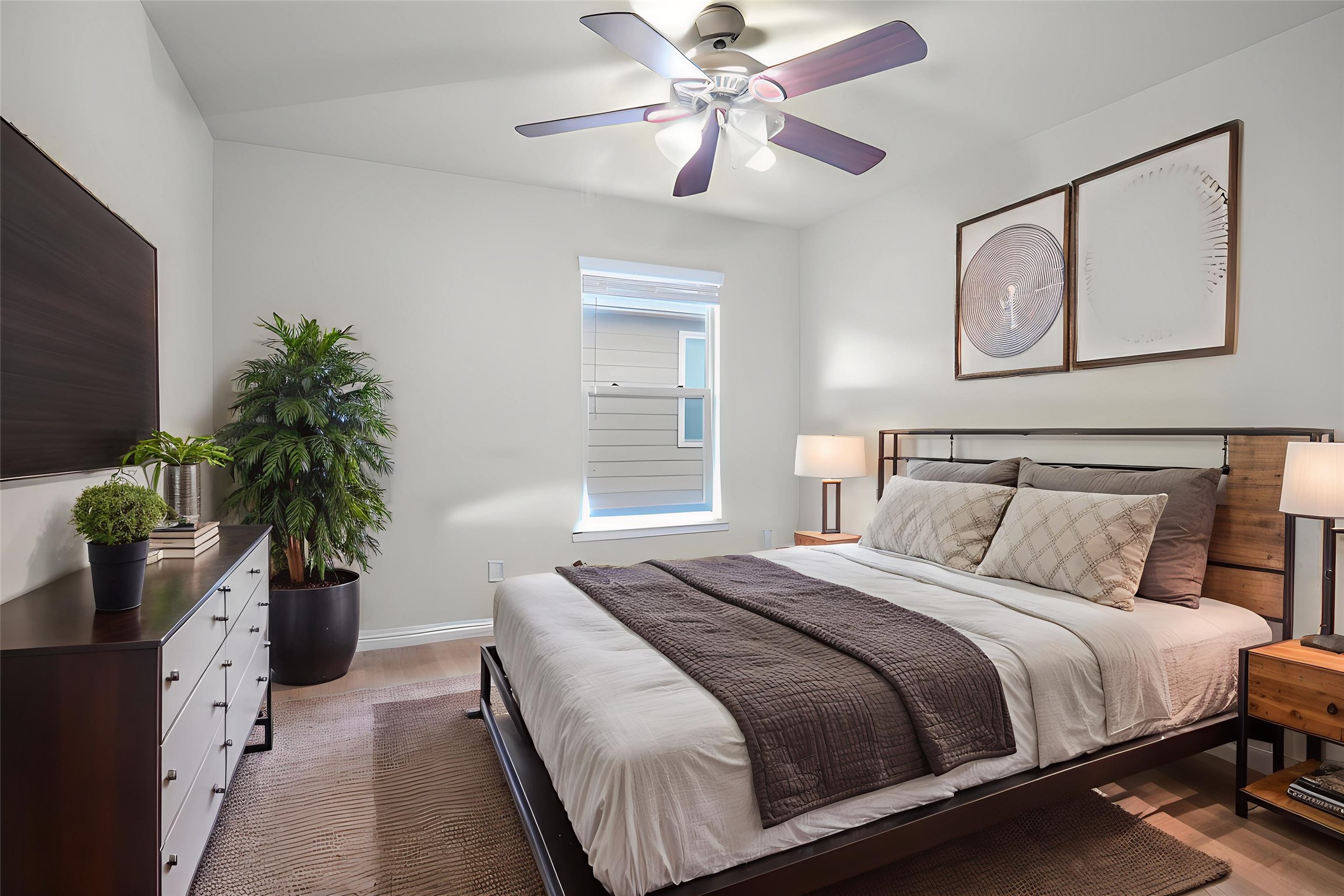16012 McAloon Way Austin, TX 78728 - Photo 29 of 34 a bedroom with bed and a potted plant