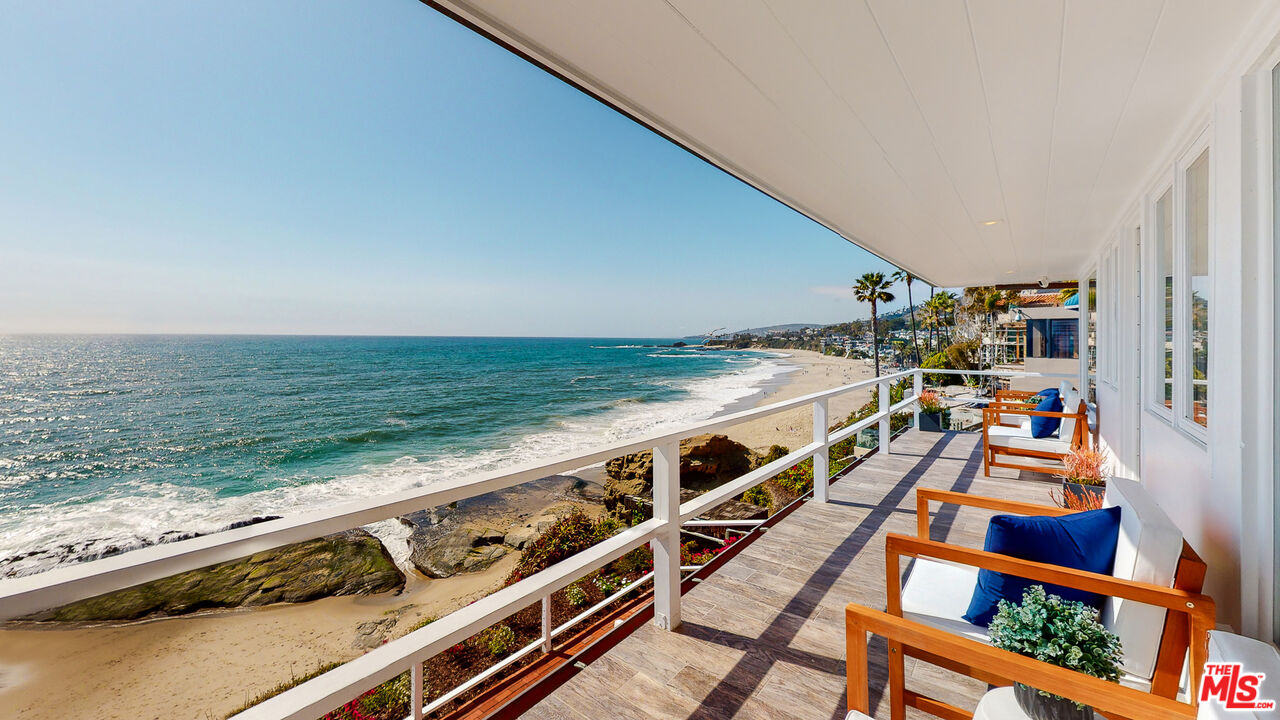 a view of an ocean from a balcony
