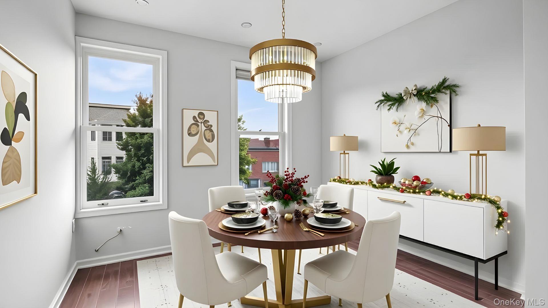 2040 Washington Avenue Bronx, NY 10457 - Photo 2 of 26 Dining room with wood finished floors and a chandelier