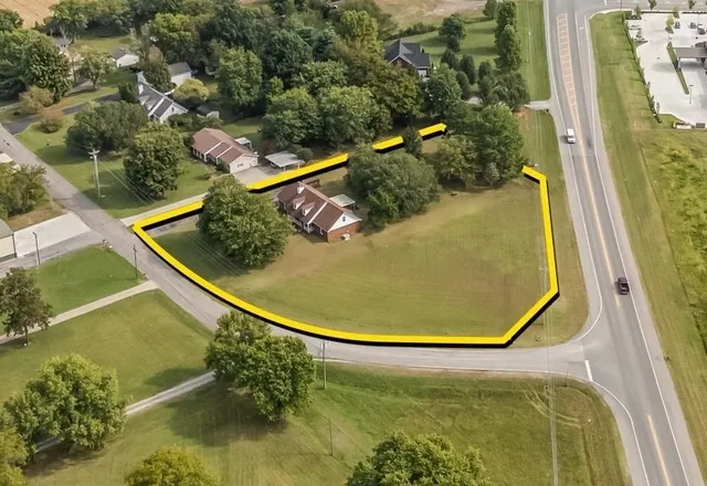 an aerial view of a residential houses with outdoor space