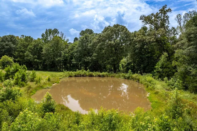 a view of a lake with a yard