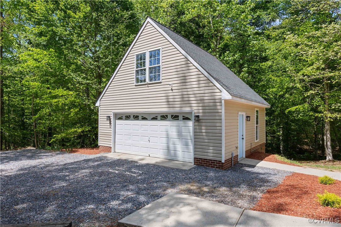 View of detached garage
