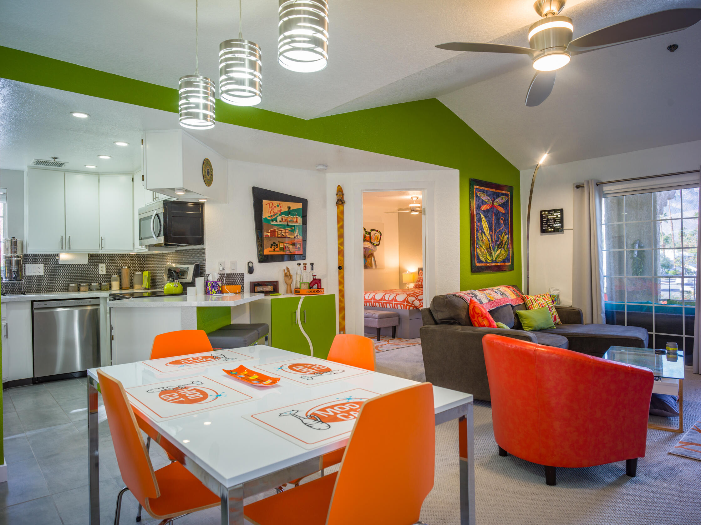 2700 Lawrence Crossley Road, Unit 7 Palm Springs, CA 92264 - Photo 2 of 28 a view of a dining room with furniture and a kitchen
