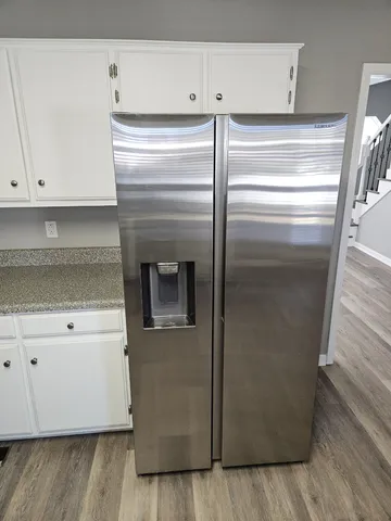 a refrigerator in a kitchen