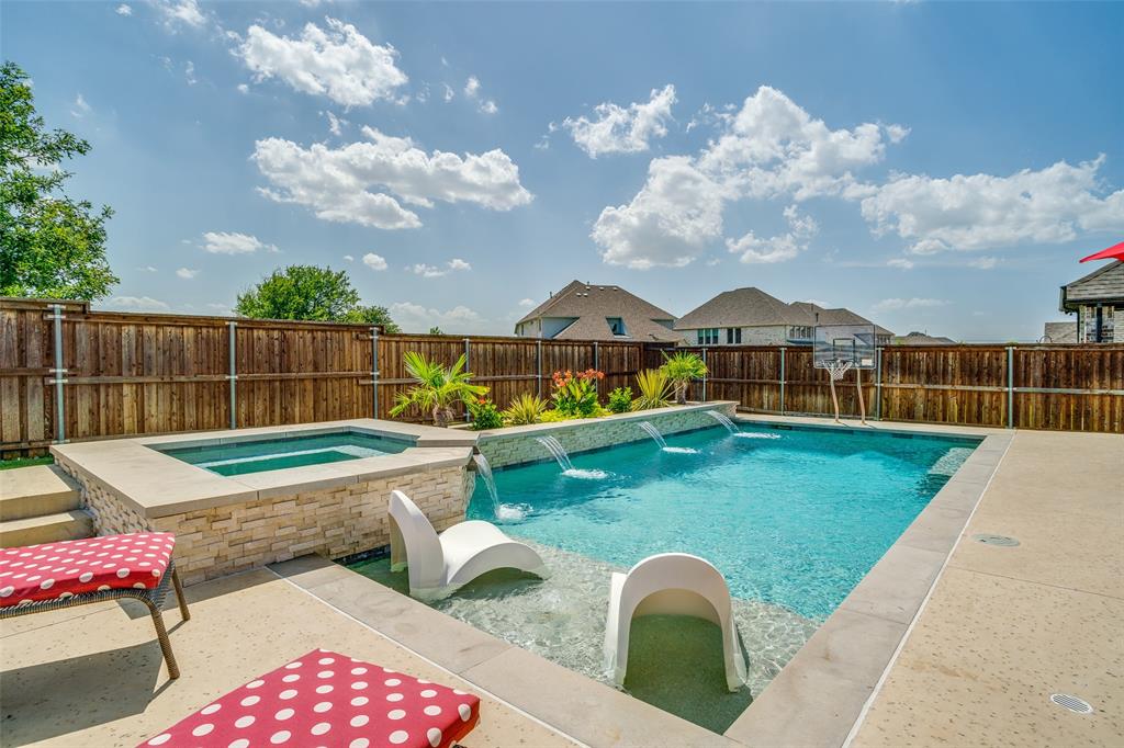 880 Manchester Avenue Prosper, TX 75078 - Photo 25 of 26 a view of backyard with swimming pool and seating space