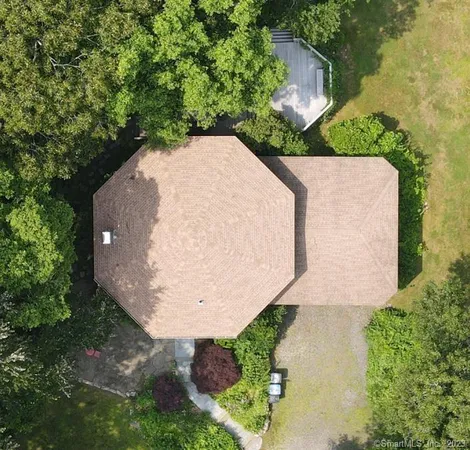an aerial view of a house