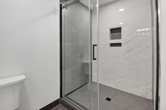 a bathroom with a shower