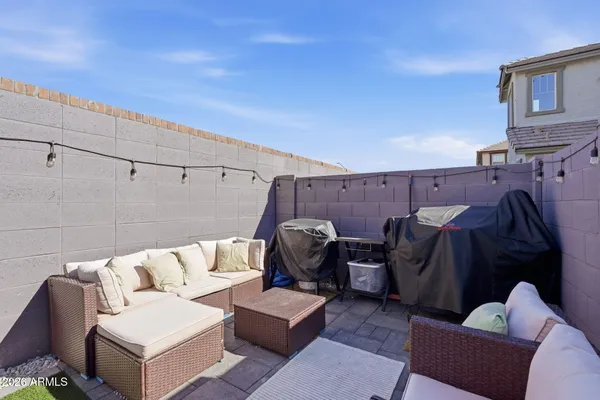 a living room with furniture and a couch