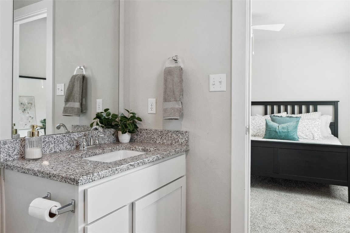 523 Powell Drive, Unit 1101 Leander, TX 78641 - Photo 20 of 24 Bathroom with vanity and light colored carpet