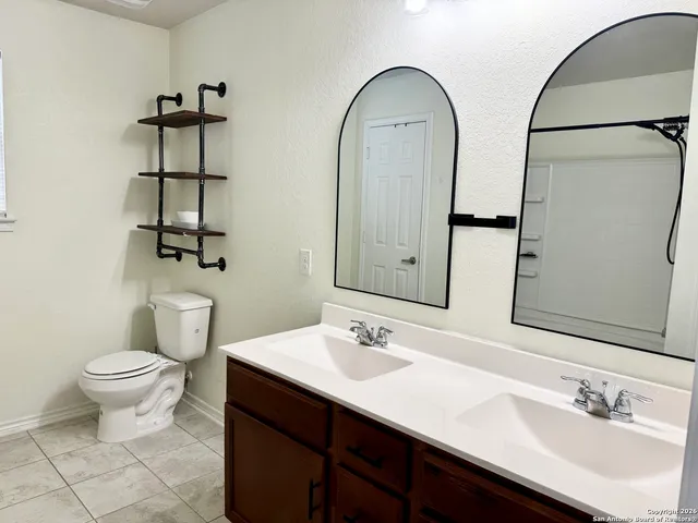 a bathroom with a bathtub