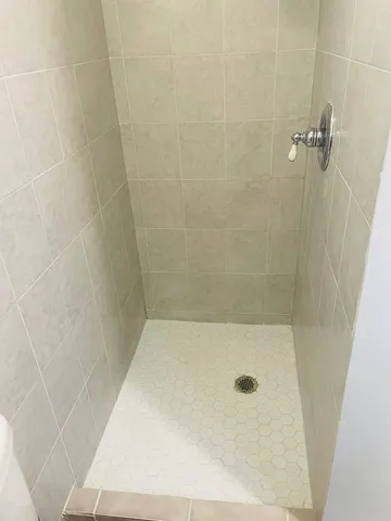 a bathroom with a bathtub