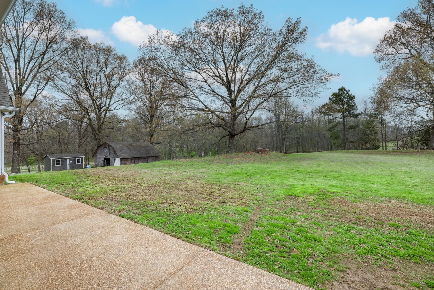 504 Bankston Road Nesbit, MS 38651 - Photo 30 of 39 Expansive grassy area with mature trees and a concrete patio