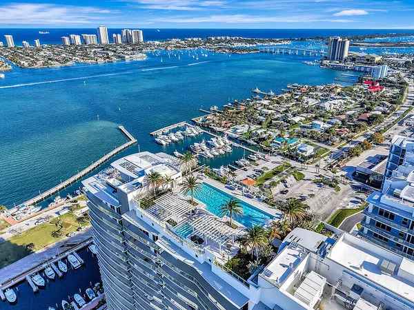 a view of a city and an ocean view