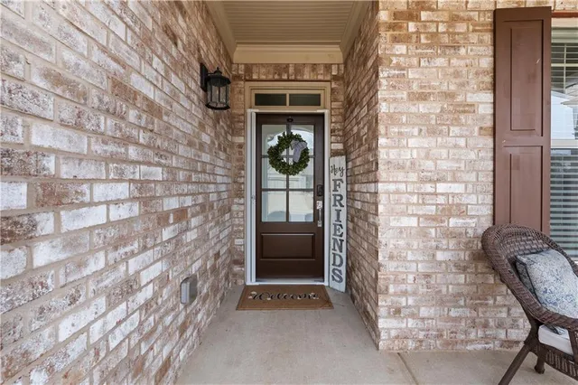 a front view of a house with a door