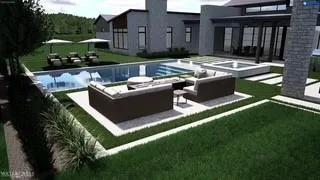 a view of house with backyard tub and outdoor seating