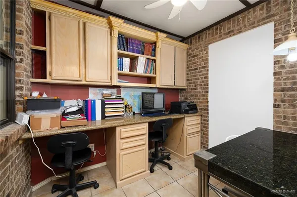 a work place with a desk and chair